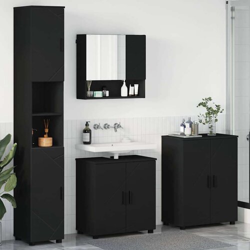 vidaXL Komplet pohištva za kopalnico 4 pcs Črna 61 x 35 x 64 cm Cene