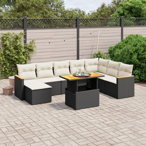 vidaXL 9-dijelni set vrtnih sofa s jastucima crni od poliratana Cijene