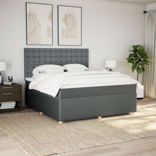 VidaXL Okvir kreveta s oprugama i madrac svjetlosivi 180x200cm tkanina Slike