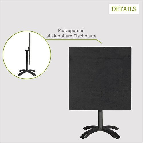 Gardenson Vrtna Zložljiva Miza Acaplan, 80x80x72, Antracit Slike