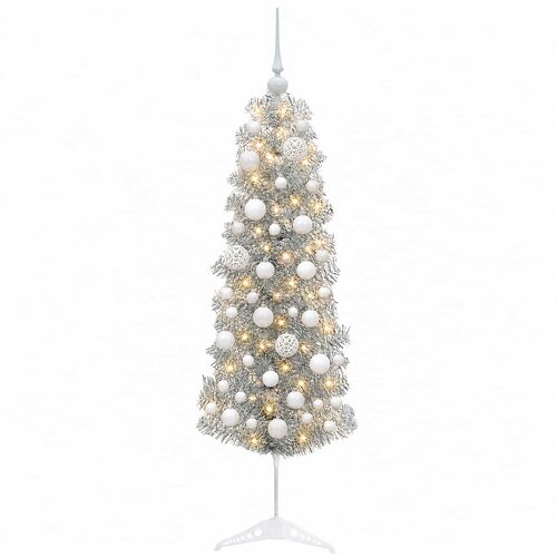  Umjetno usko božićno drvce s kuglicom 150 cm 150 LED lampica Slike
