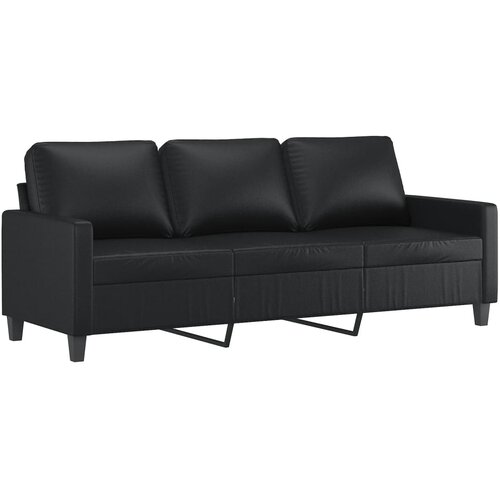  3-dijelni set sofa s jastucima crni od umjetne kože Slike