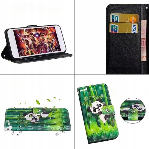 NIKCORP Preklopna torbica za Samsung Galaxy S21 Plus, zelena z vzorcem pande, za&amp;scaron;čitni etui s stojalom in TPU za&amp;scaron;čito, (5000139176) Slike