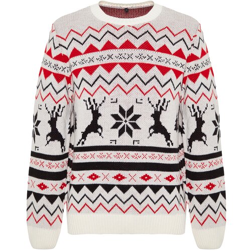 Trendyol Men&amp;#039;s Multicolored Regular Fit Crewneck Christmas Knitwear Sweater. Slike