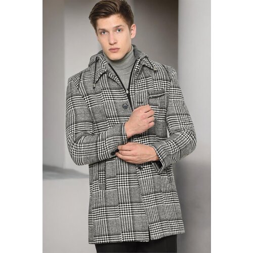Dewberry PLT8335 MEN'S COAT-LIGHT PATTERNED BLACK Cene