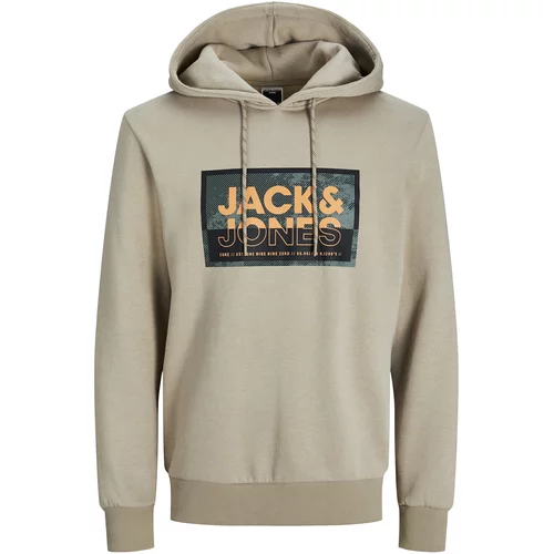 Jack & Jones Sweater majica 'LOGAN' siva / antracit siva / narančasta