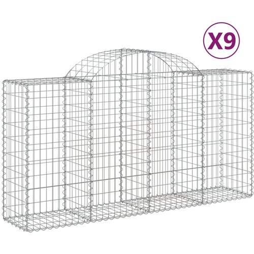  Lučne gabionske ko&amp;scaron;are 9 kom 200x50x100/120cm pocinčano željezo Slike
