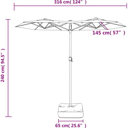  Dvostruki vrtni suncobran s LED svjetlima terakota 316 x 145 cm Slike
