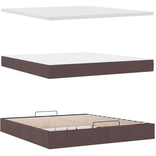 VidaXL Otomanski krevet s madracem tamnosmeđi 160x200cm od tkanine Slike