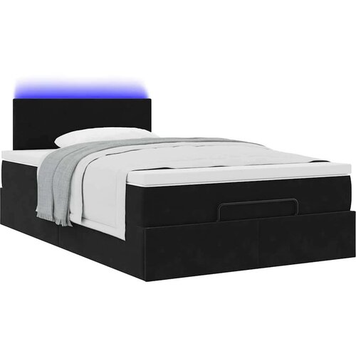 VidaXL otomanski okvir kreveta s madraca crni 120x190 cm bar&amp;scaron;unasti Slike