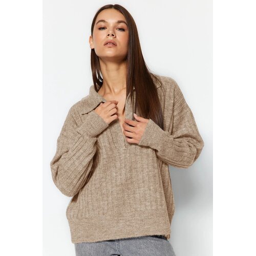 TRENDYOLMILLA ženski duks Twoaw24Kz00678, taupe-braon Cene