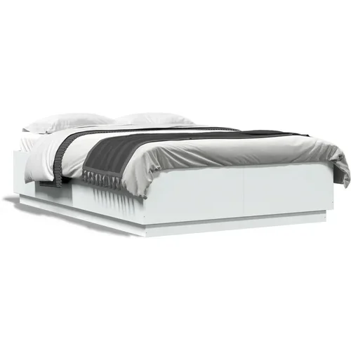  Okvir za krevet s LED svjetlima bijeli 120 x 200 cm drveni