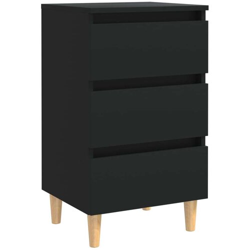 VidaXL noćni ormarić s nogama od masivnog drva crni 40 x 35 x 69 cm Slike