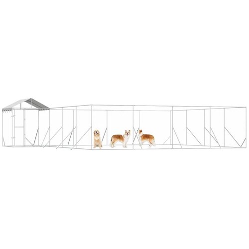  kavez za pse s krovom srebrni 10x8x2,5m pocinčani čelik Slike