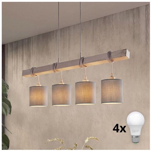 Brilagi LED luster na sajli NUBILA 4xE27/60W/230V siva Slike