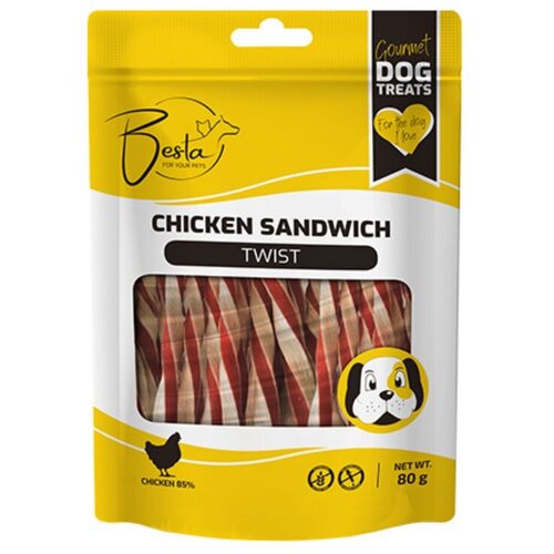 BESTA Poslastica za pse Sandwich Twist, Piletina, 80 g Cene