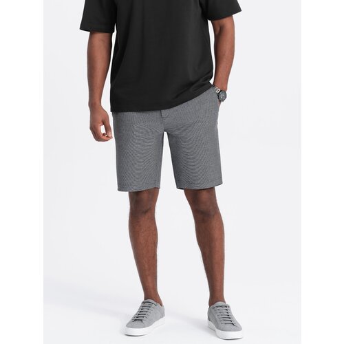 Ombre Men&amp;#039;s shorts made of two-tone melange knit fabric - black Slike
