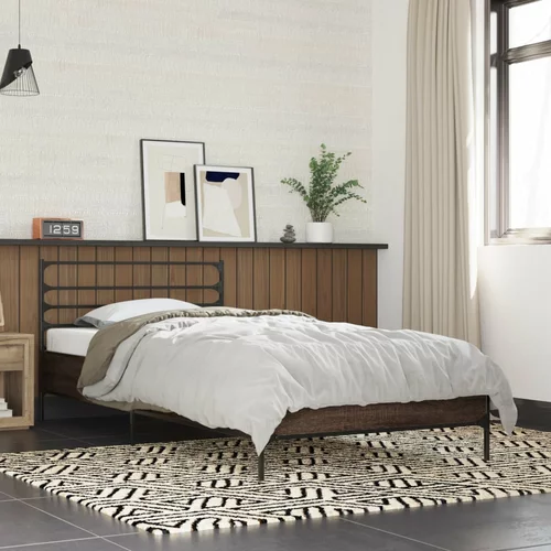  Okvir za krevet smeđi hrast 90x200 cm konstruirano drvo i metal