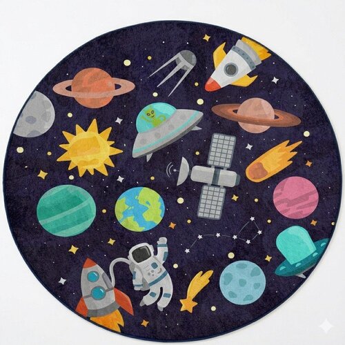 Mila Home Temno modra pralna otro&scaron;ka igralna preproga &oslash;100 cm Into The Space &ndash; Cene