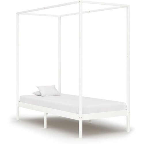  Posteljni okvir z baldahinom bel iz trdne borovine 100x200 cm Cene
