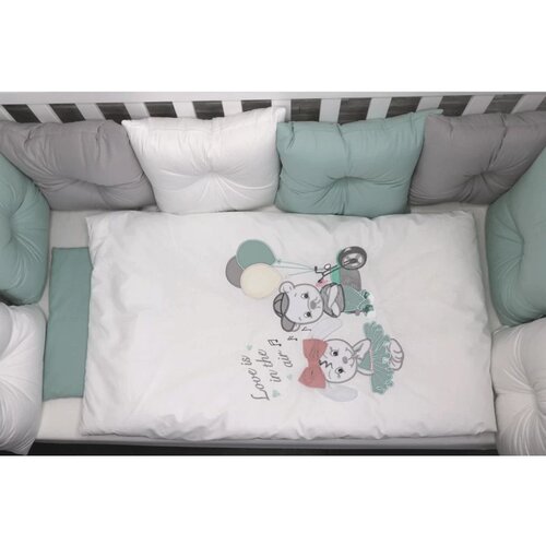 Deksi Group posteljina za bebe sa jastučićima tri drugara, mint Slike