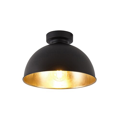 QAZQA Industrijska stropna svetilka črna z zlatom 28 cm - Magnax Cene