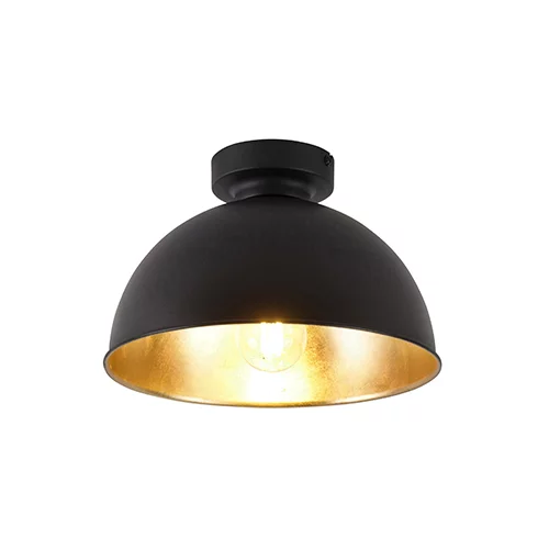 QAZQA Industrijska stropna svetilka črna z zlatom 28 cm - Magnax