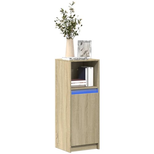  Komoda s LED svjetlima boja hrasta 38x34x100 cm drvena Cene