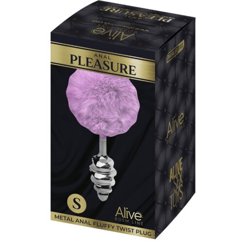Alive Analna kupa Metal Anal Fluffy Twist Plug S, 7cm, Sivo-roze Cene