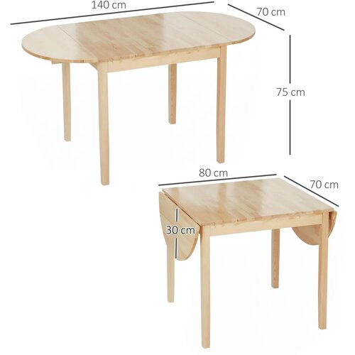  Sklopivi drveni blagovaonski stol za 6 osoba s dizajnom preklopne ploče 140 x 70 x 75 cm prirodno drvo Slike