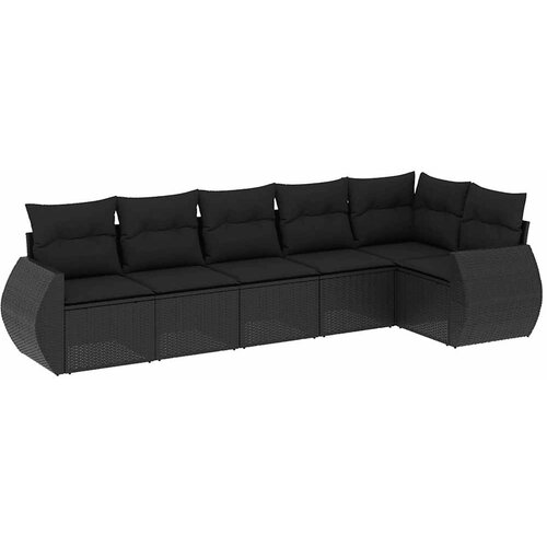  6-dijelni set vrtnih sofa s jastucima crni od poliratana Crna 71 x 62 x 69 cm Slike