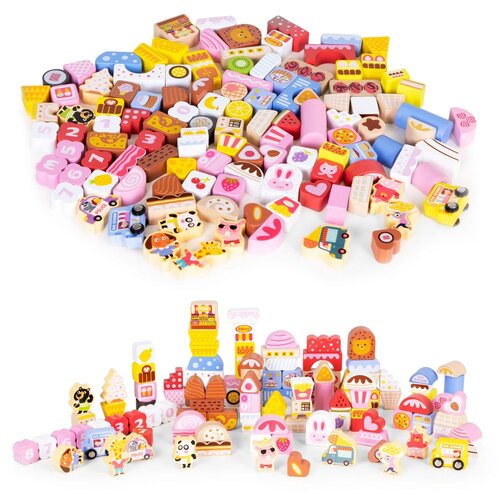 ECO TOYS EcoToys &amp;scaron;arene kockice 116 komada grad bombončića Slike