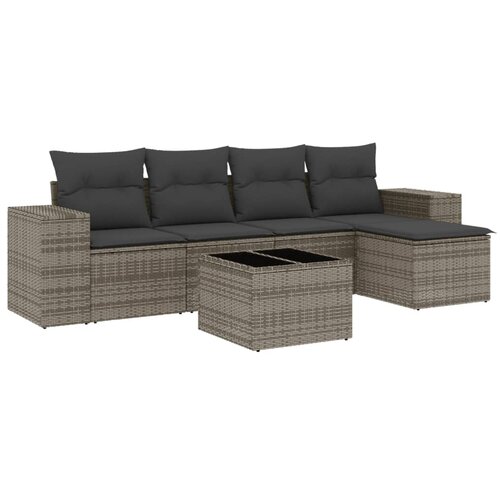 vidaXL 6-dijelni set vrtnih sofa od poliratana s jastucima sivi Cijene