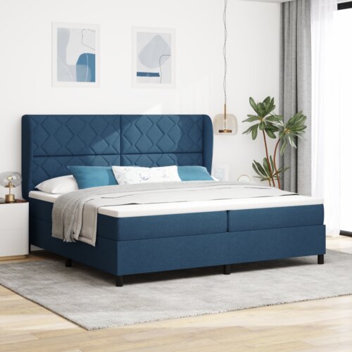 Box Spring Krevet s Madracem - Plava 200x200 cm Tkanina Cijene