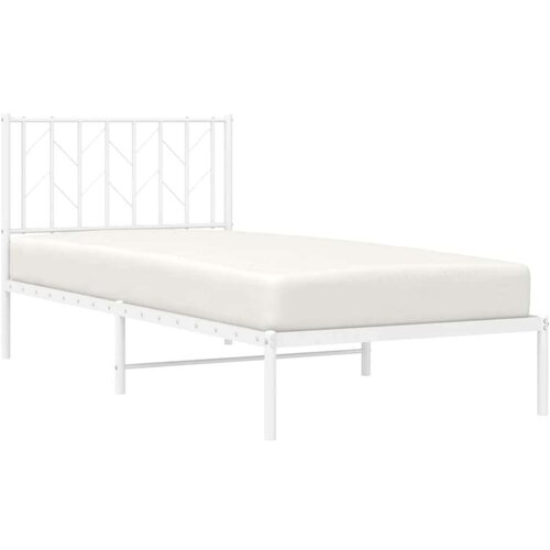 VidaXL Metalni okvir za krevet s uzglavljem bijeli 90 x 190 cm Slike