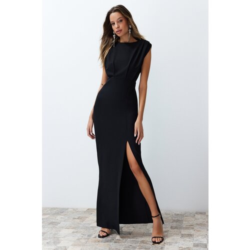 Trendyol Black Wadding Long Woven Evening Dress Slike