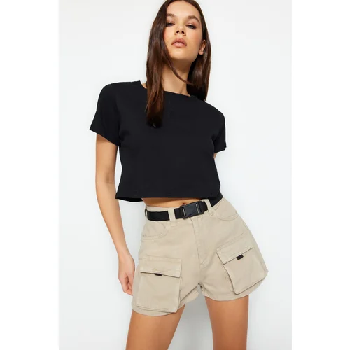 Trendyol Shorts - Beige - High Waist