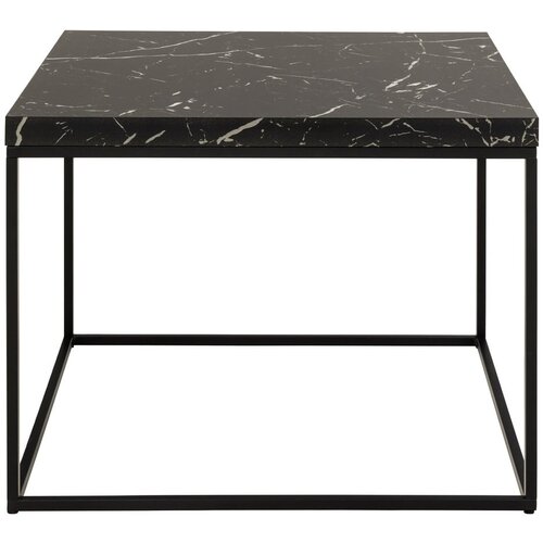 Actona Črna mizica z mizno ploščo v marmornem dekorju 60x60 cm Barossa – Cene