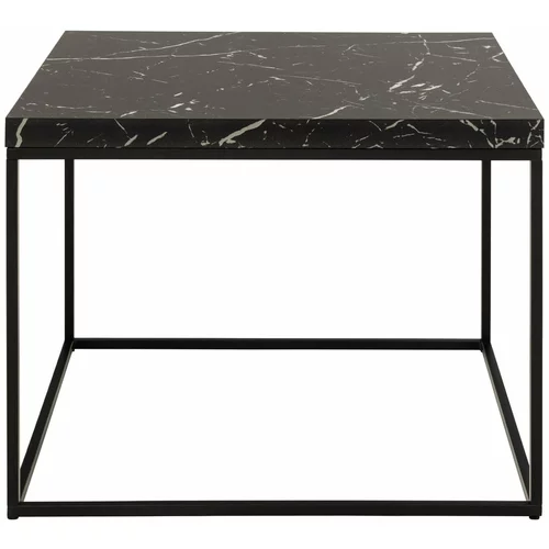 Actona Črna mizica z mizno ploščo v marmornem dekorju 60x60 cm Barossa –