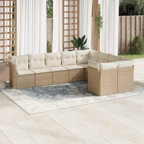 VidaXL 9-dijelni set vrtnih sofa s jastucima bež od poliratana Slike