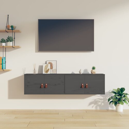 vidaXL Stenska omarica 2 kosa siva 60x30x30 cm trdna borovina Cene