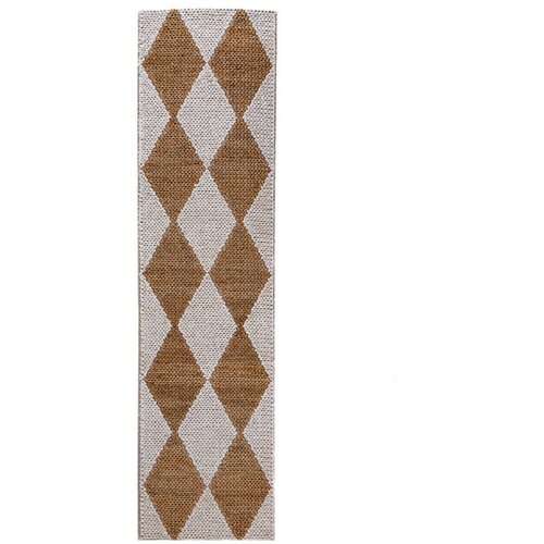 Flair Rugs Ročno tkan tekač iz me&amp;scaron;anice jute v beli in naravni barvi 80x230 cm Effie Diamond &amp;ndash; Slike