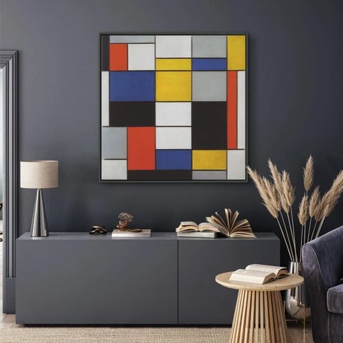  Slika - Piet Mondrian &amp;ndash; Composition A 80x80 U crnom drvenom okviru Slike