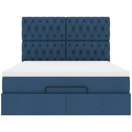 VidaXL otomanski okvir kreveta s madracem plavi 140x200cm od tkanine Slike