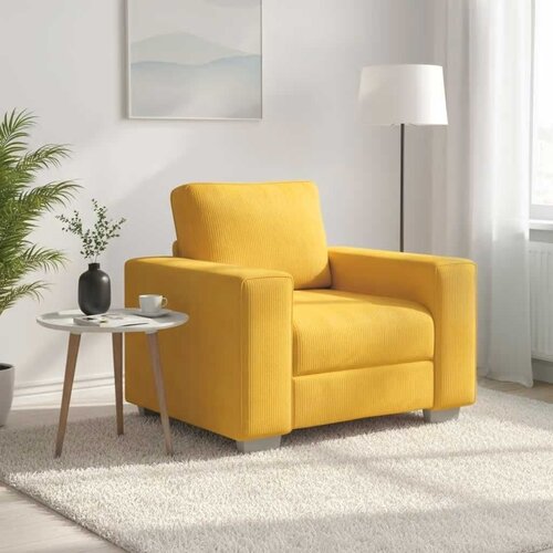 SOFA fotelja svijetložuta 100x77x82 cm korduro tkanina - Svjetložuta 1 100 cm Slike