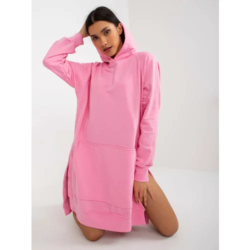 Fashion Hunters Pink basic oversize sweatshirt dress with pocket