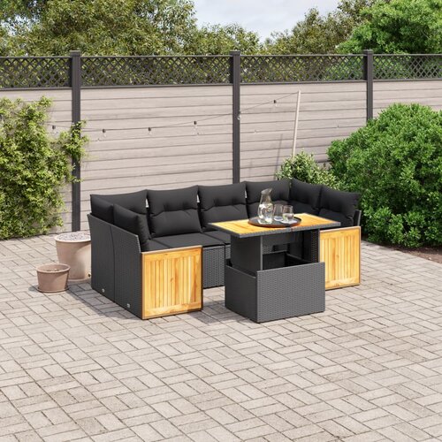 vidaXL 7-dijelni set vrtnih sofa od poliratana s jastucima crni Cijene