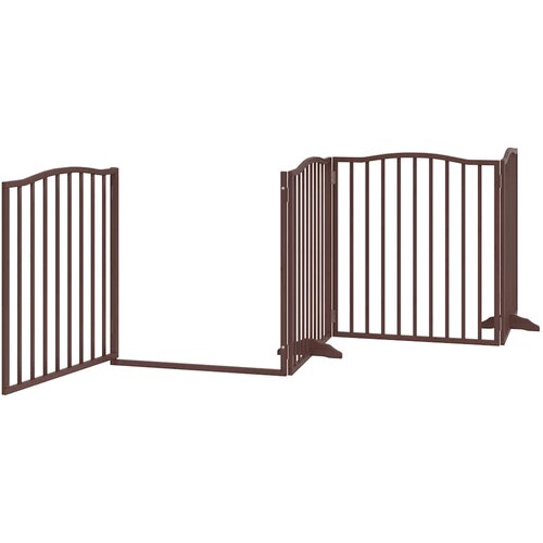  Vrata za pse s vrata&amp;scaron;cima 10 panela sklopiva 800 cm drvo topole Smeđa 80 x 90 x 2 cm Slike