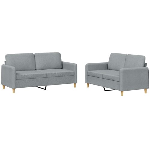  2-dijelni set sofa s jastucima svjetlosivi od tkanine Slike