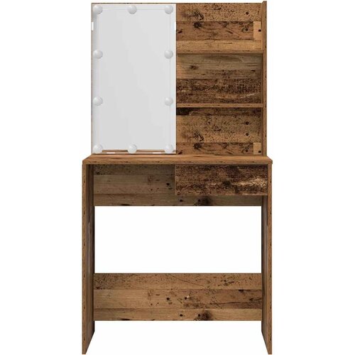  Toaletni stolić s LED-om izrađenim od starog drva Smeđa 74.5 x 40 x 141 cm Slike